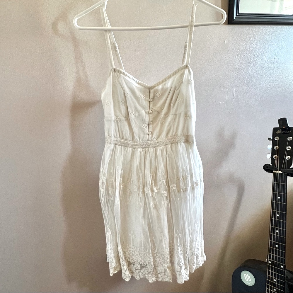American Eagle Outfitters Cream Lace Mini Dress